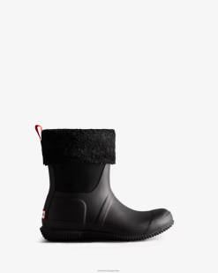 botas con aislamiento y parte superior enrollable de piel de oveja vegana T424T274 mujer negro Hunter