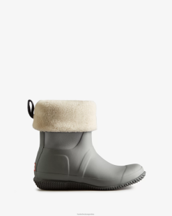 botas con aislamiento y parte superior enrollable de piel de oveja vegana T424T279 mujer gris tundra/gris docker/sauce blanco Hunter