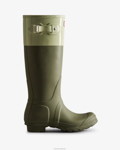 botas de lluvia altas con bloques de color T424T169 mujer verde liquen/verde apagado Hunter