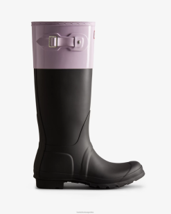 botas de lluvia altas con bloques de color T424T71 mujer negro/malva templado Hunter
