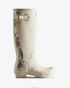 botas de lluvia altas con estampado botánico T424T73 mujer blanco sombreado Hunter