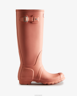botas de lluvia altas originales T424T187 mujer rosa áspero Hunter