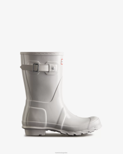 botas de lluvia cortas brillantes originales T424T210 mujer blanco Hunter