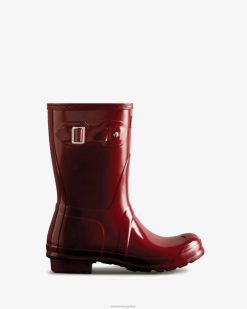 botas de lluvia cortas brillantes originales T424T305 mujer caer rojo Hunter