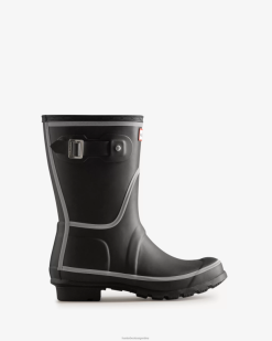 botas de lluvia cortas con contorno reflectante T424T181 mujer negro Hunter