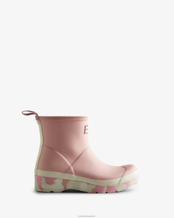 botas de lluvia cortas con suela color splash T424T164 mujer rosa descolorido/blanco sombreado/efervescencia rosa/piedra rozada Hunter