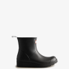 botas de lluvia cortas con tira trasera T424T48 mujer blanco negro Hunter