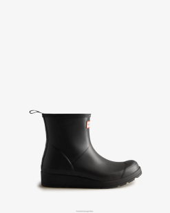 botas de lluvia cortas con tira trasera T424T48 mujer blanco negro Hunter