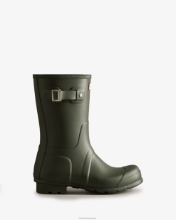 botas de lluvia cortas originales T424T518 hombres oliva oscuro Hunter