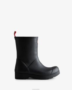 botas de lluvia de altura media con aislamiento de piel de oveja vegana T424T514 hombres negro Hunter