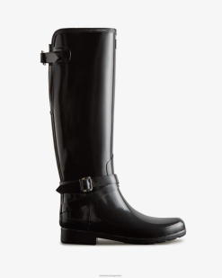 botas de lluvia refinadas, ajustadas y ajustables, altas y brillantes T424T226 mujer negro Hunter