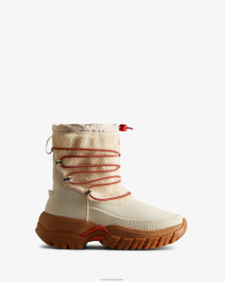 botas de nieve cortas con aislamiento de piel de oveja vegana Wanderer T424T320 mujer sauce blanco/goma Hunter