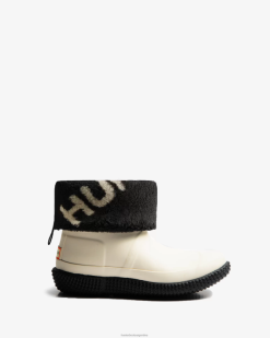 botas de piel de oveja veganas con logo y parte superior enrollable aisladas T424T273 mujer Sauce blanco Hunter