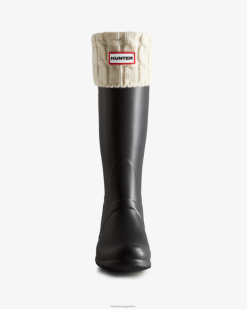 Calcetines altos para botas con puños de punto trenzado de 6 puntos T424T475 mujer blanco Hunter