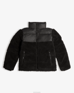 Chaqueta acolchada de media altura con aislamiento de borrego vegano de Wanderer T424T613 hombres negro Hunter