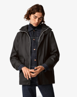 chaqueta impermeable ligera T424T601 hombres negro Hunter