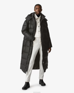 intrepid abrigo acolchado largo con tejido aislante T424T367 mujer logotipo negro Hunter