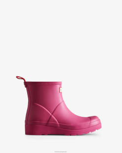 jugar botas de lluvia cortas T424T310 mujer rosa prismático Hunter