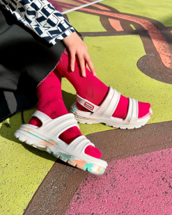 sandalia flor mármol T424T244 mujer blanco Hunter